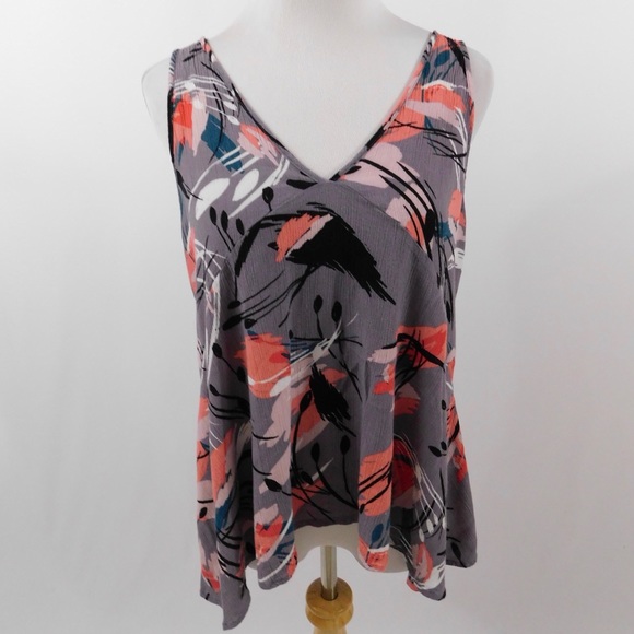 Lush Tops - Lush Grey Floral Tank Top